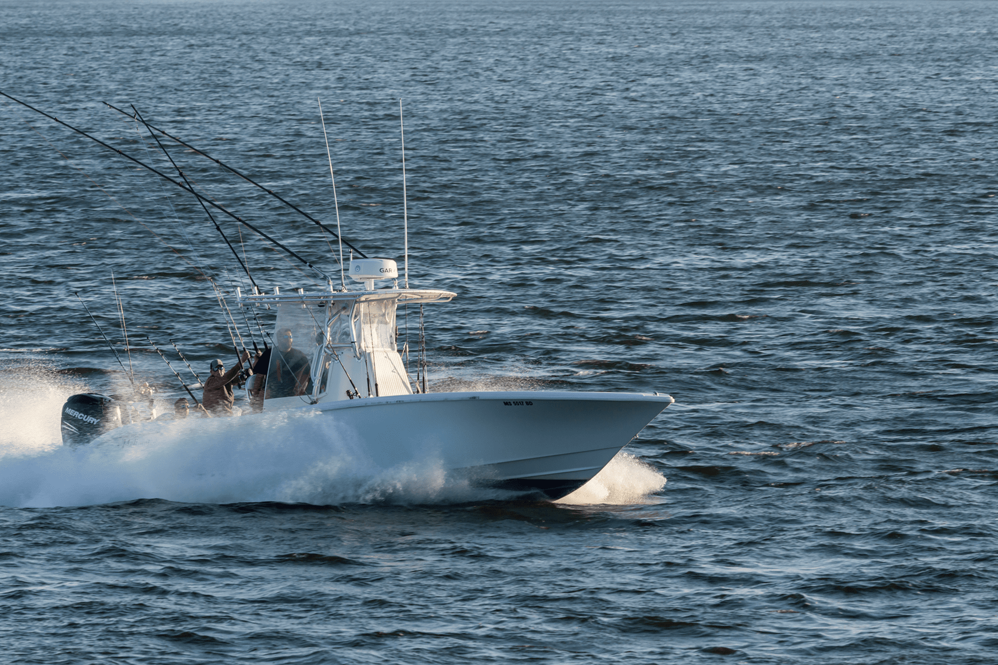 High-speed boat on the ocean surface