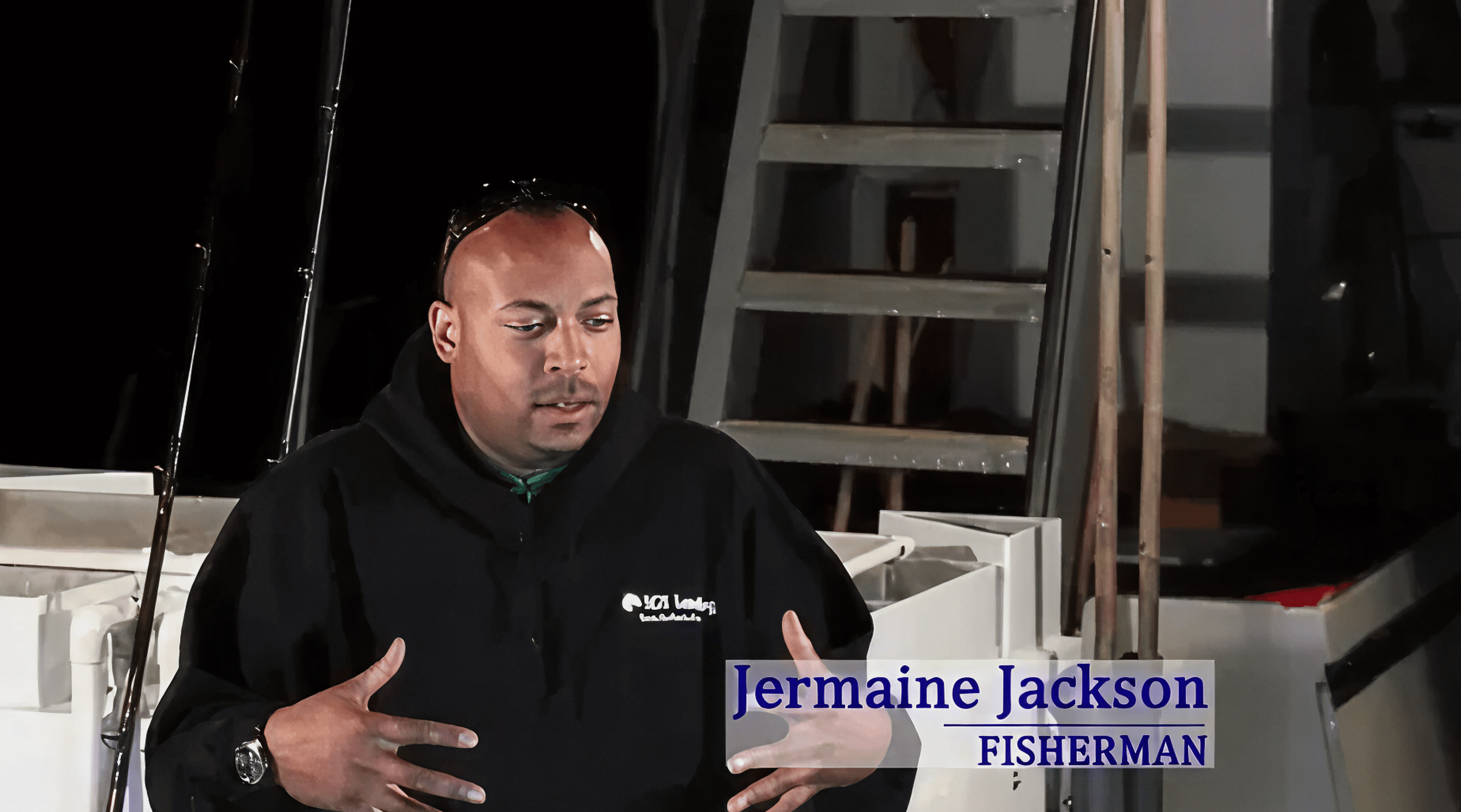 Man speaking on a boat